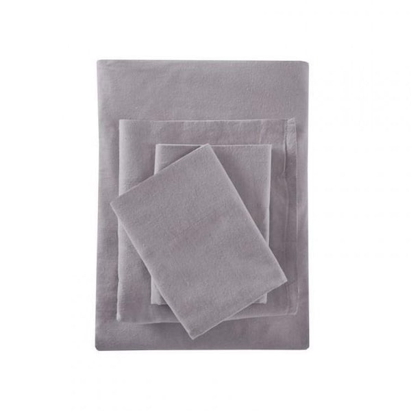 True North By Sleep Philosophy True North by Sleep Philosophy TN20-0106 Cozy Flannel Sheet Set; Grey Solid - Twin - TN20-0106