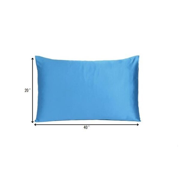 Homeroots 20 x 40 in. Bright Blue Dreamy Silky Satin King Size Pillowcases - 387844