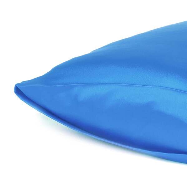 Homeroots 20 x 40 in. Bright Blue Dreamy Silky Satin King Size Pillowcases - 387844