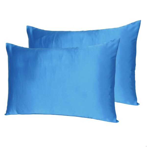 Homeroots 20 x 40 in. Bright Blue Dreamy Silky Satin King Size Pillowcases - 387844