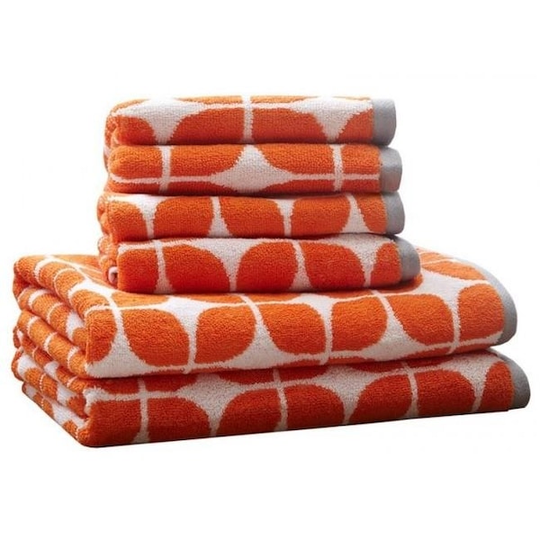 Intelligent Design Intelligent Design ID91-522 Lita 6 Piece Cotton Jacquard Towel Set - Orange - ID91-522