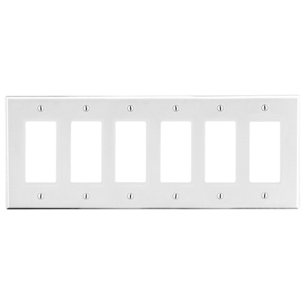 Hubbell Wiring Device-Kellems Wallplate, 6-Gang, 6) Decorator, White - P266W