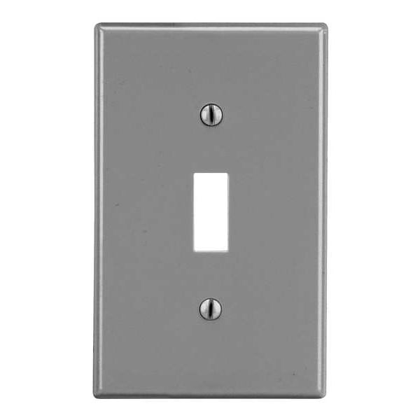 Hubbell Toggle Switch Wall Plate, Number of Gangs: 1 Plastic, Smooth Finish, Gray - P1GY