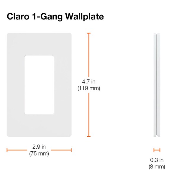 Lutron Designer Wall Plates, Number of Gangs: 1 Plastic, Gloss Finish, Ivory - CW-1-IV