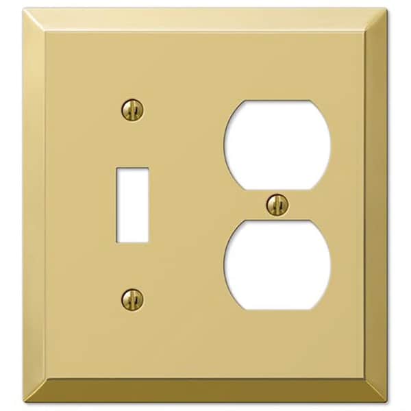 Amerelle Century Polished Brass Beige 2 gang Stamped Steel Duplex/Toggle Wall Plate - 163TDBR