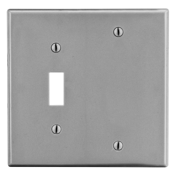Hubbell Wiring Device-Kellems Wallplate, 2-Gang, 1) Toggle 1) Blank, Gray - P113GY