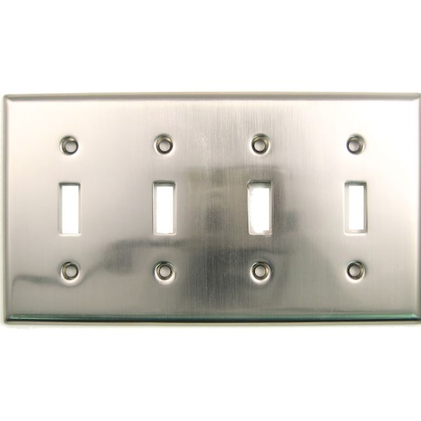 Rusticware Quadruple Toggle Switch Plate Satin Nick, Number of Gangs: 4 Satin Nickel Finish - 790SN