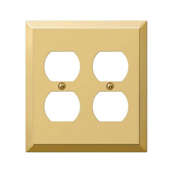 Livewire 2 Duplex Polished Brass Stamped Steel Wall Plate - LI157384