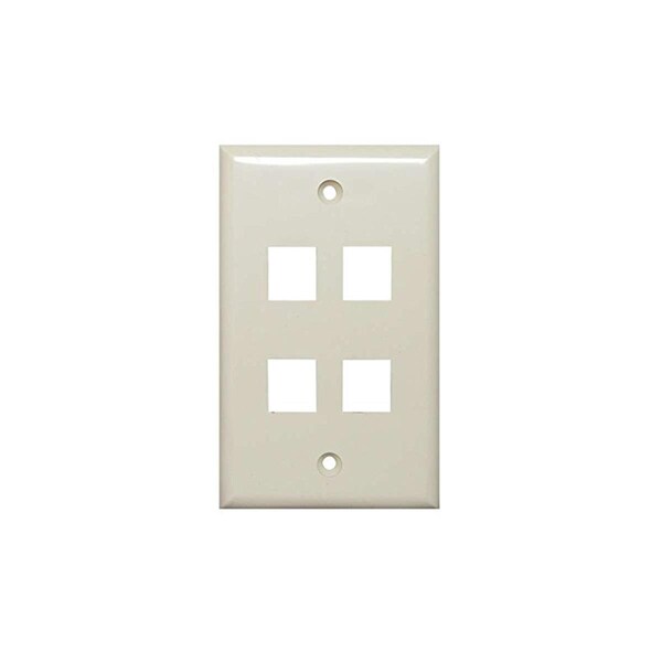 Channel Vision 4 Jack gang Plate, Almond - CVJ-4GA