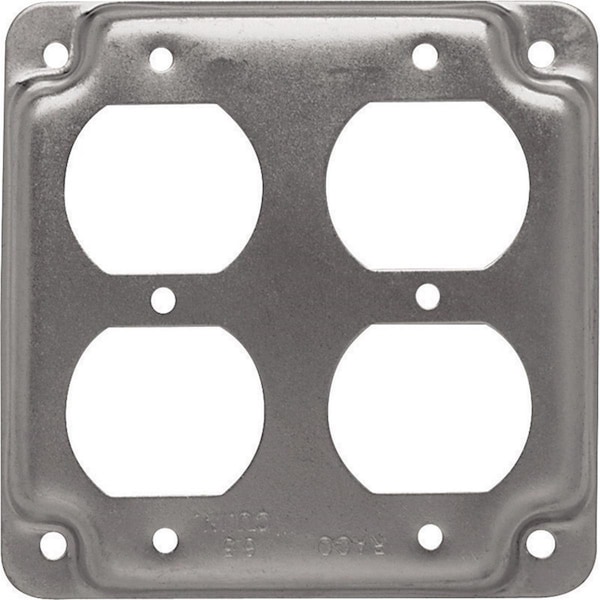 Boombox Square Steel 2 Gang Box Cover for 2 Duplex Receptacles - BO1678645