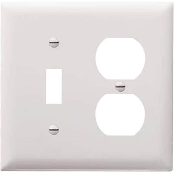 Nextgen TP18WCC12 1 Toggle Opening & 1 Duplex Outlet Opening Nylon Wall Plate; White - NE569207