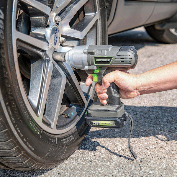 Genesis 20-Volt Li-Ion Cordless Impact Wrench Kit with Charger, Battery, Sockets, and Storage Case - GLIW20AK