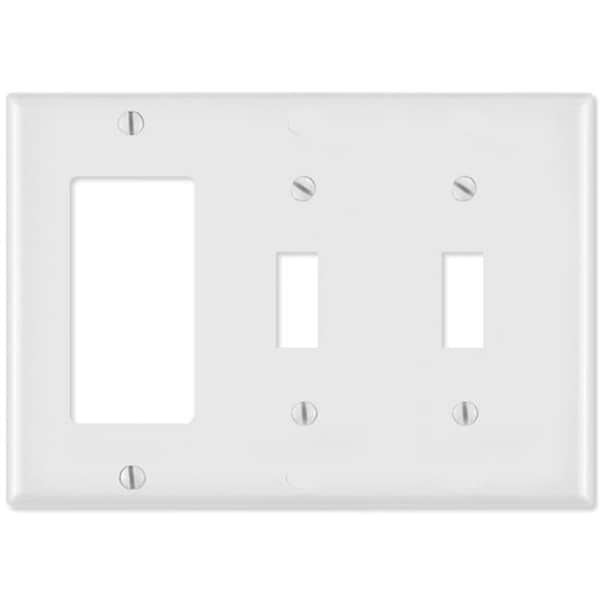 Leviton Leviton LV80421x-LV80421W Combination Wallplate; 1 Decora and 2 Toggle; White - LV80421x : LV80421W
