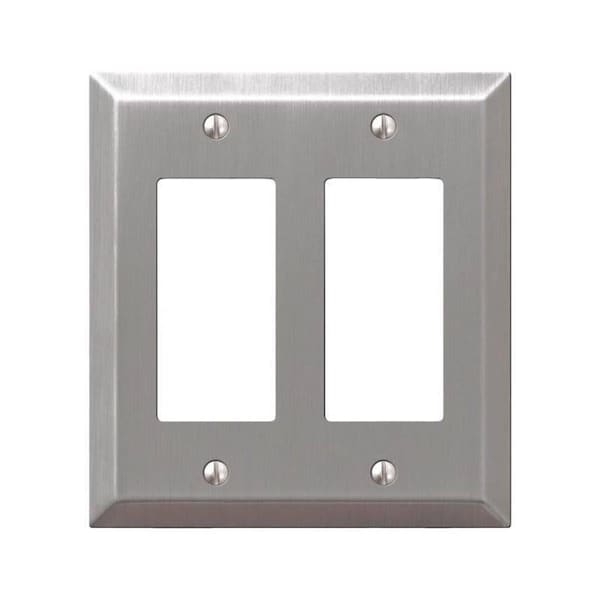 Betterbattery Century 2-Rocker Wall Plate, 2 Gang, Brushed Nickel - BE1611206