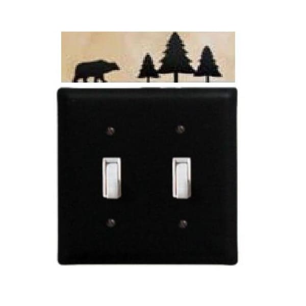 Village Wrought Iron Village Wrought Iron ESS-83 Bear with Trees Switch Cover Double - ESS-83
