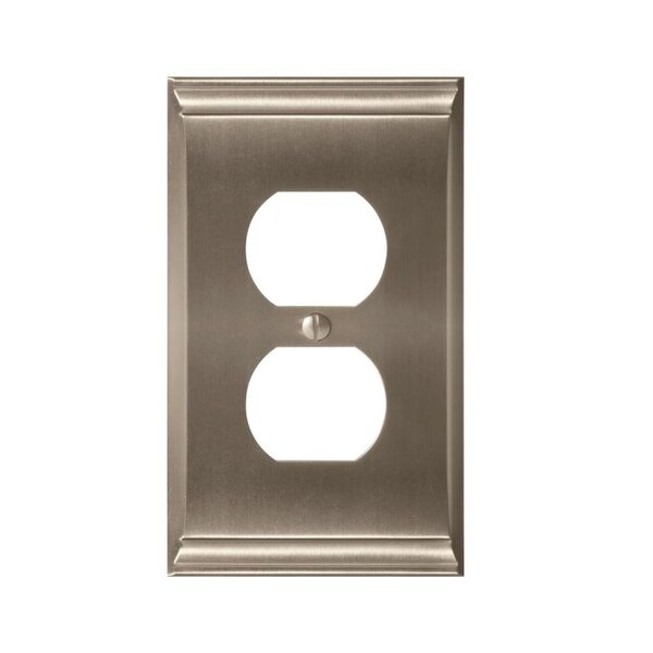 Amerock 1 Receptacle Wall Plates, Number of Gangs: 1 Zinc, Satin Nickel Finish - BP36508G10
