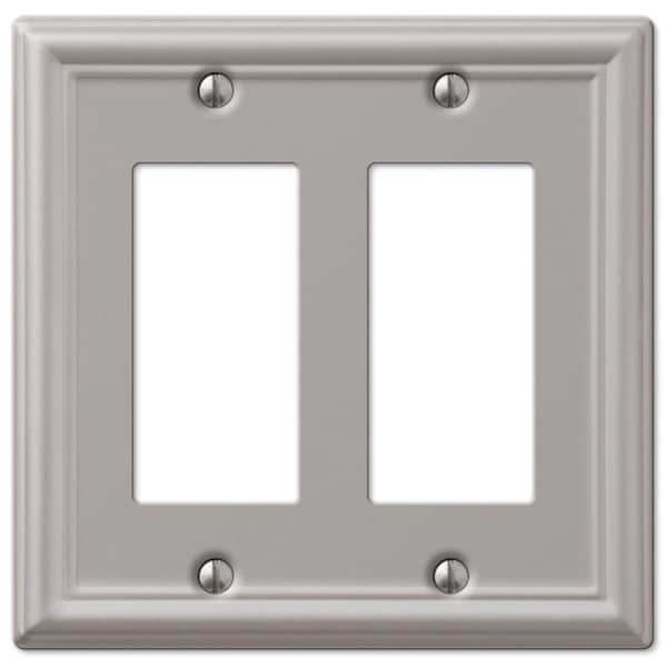 Abacus Chelsea Brushed Nickel Steel - 2 Rocker Wallplate - AB3545899