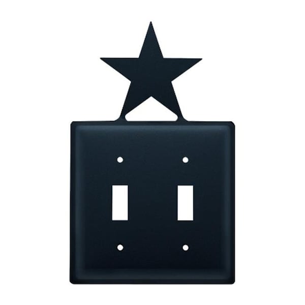 Village Wrought Iron Village Wrought Iron ESS-45 Star Switch Cover Double - Black - ESS-45