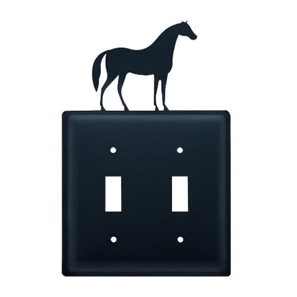 Village Wrought Iron Village Wrought Iron ESS-68 Horse Switch Cover Double - Black - ESS-68