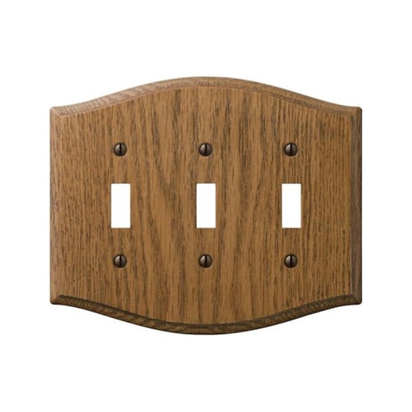 Livewire Country Wood 3 Toggle Wall Plate Oak - LI152571