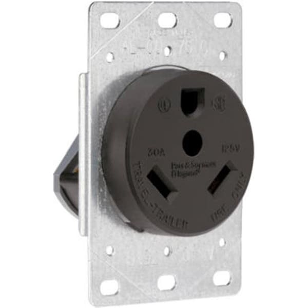 Nextgen 3830CC6 30A 125V 2 Pole; 3 Wire Grounding Flush Mount Recreational Vehicle Outlet; Black - NE29778