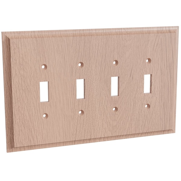 Designs Of Distinction Quad Light Switch Plate - Quarter Sawn Red Oak - 01454001QS1