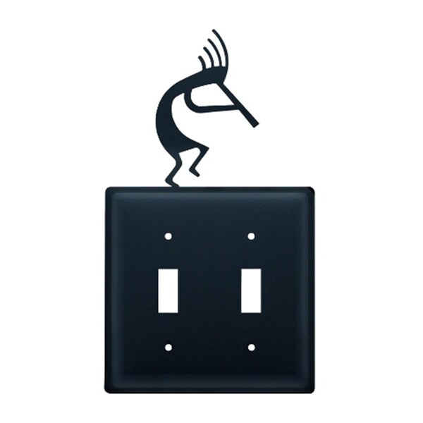 Village Wrought Iron Kokopelli Switch Cover Double - Black - ESS-56