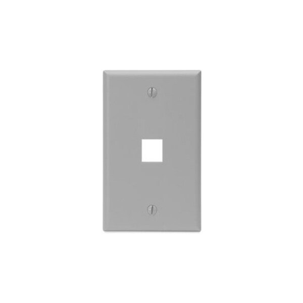 Leviton 1-Port Wallplate Unloaded, 1-Gang Use W/Snap-In Modules, Quickport GY - 41080-1GP