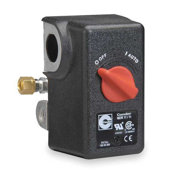Interruptor de presión Condor Usa, (4) puertos, 1/4 pulgadas hembra NPT, DPST, de 20 a 105 psi, acción estándar - 11SC2E