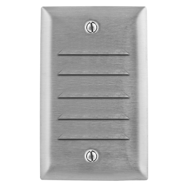 Hubbell Wiring Device-Kellems Wallplates and Boxes, Metallic Plates, 1- Gang, 1) Louvre, Standard Size, Stainless Steel - SS771