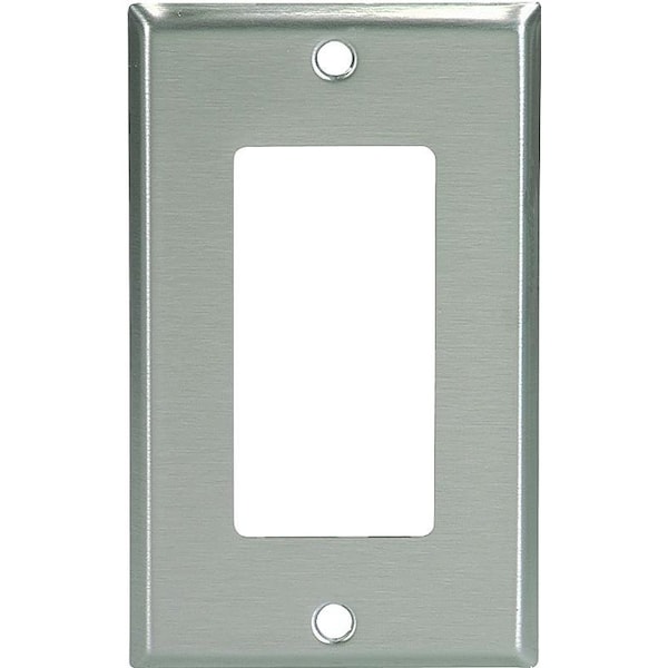 Eaton Wiring Devices 93401 Wallplate, 412 in L, 234 in W, 1 Gang, Stainless Steel, Brushed Satin - 93401-BOX1