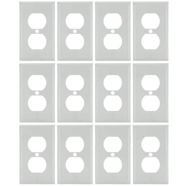 Sunlite Duplex Single Gang switch Cover Plate, White, Plastic, UL Listed, 12PK - 40893-NS
