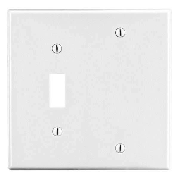Hubbell Wiring Device-Kellems Wallplate, Mid-Size 2-Gang, 1) Toggle 1) Box Mount Blank, White - PJ113W