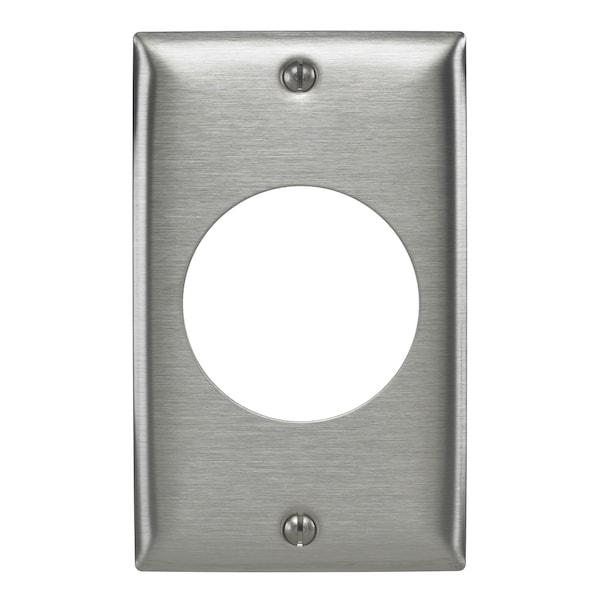 Hubbell Wiring Device-Kellems Wallplates and Boxes, Metallic Plates, 1- Gang, 1) 1.937" Openings, Standard Size, Stainless Steel - SS737
