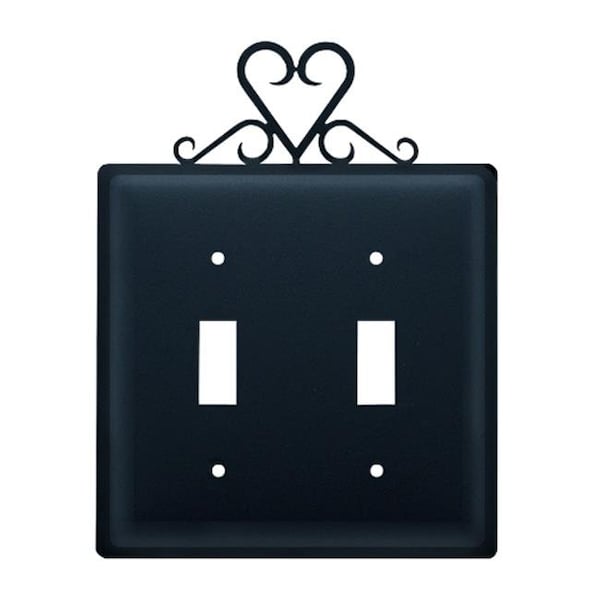 Village Wrought Iron Village Wrought Iron ESS-51 Heart Switch Cover Double - Black - ESS-51