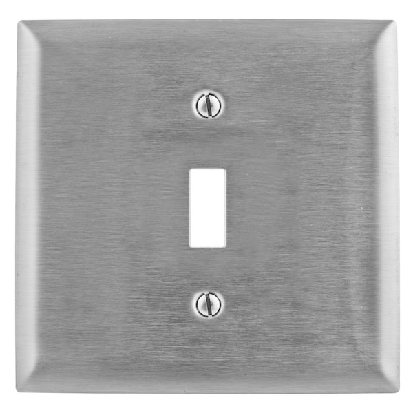 Hubbell Wiring Device-Kellems Wallplates and Boxes, Metallic Plates, 2- Gang, 1) Toggle Opening, Standard Size, Stainless Steel - SS740