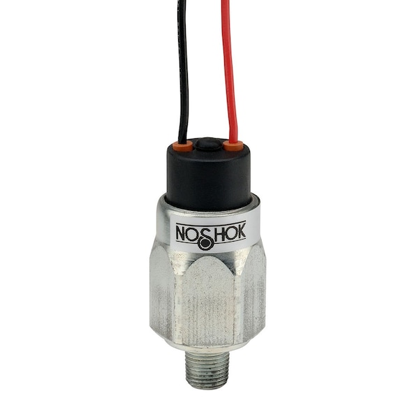 Interruptor de presión serie 100 de Noshok, latón, SPST, NO, 1/8" NPT, 2-20 psi, 18" de conductores volantes - 100L-1-1-2/20-77.