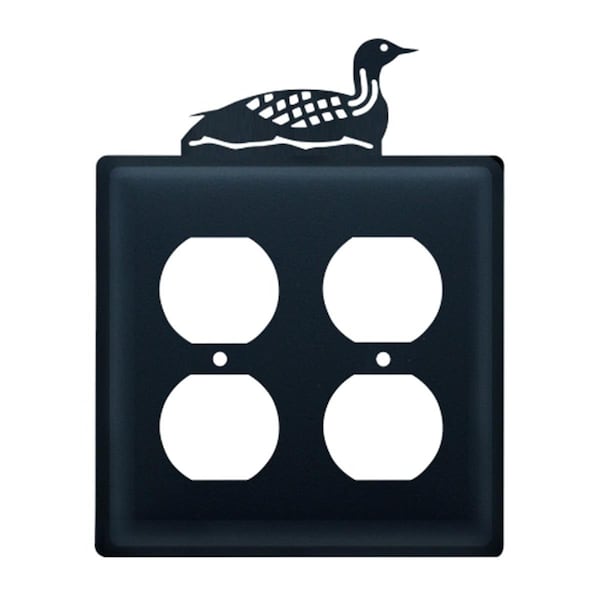 Village Wrought Iron Loon Outlet Cover Double - Black - EOO-116