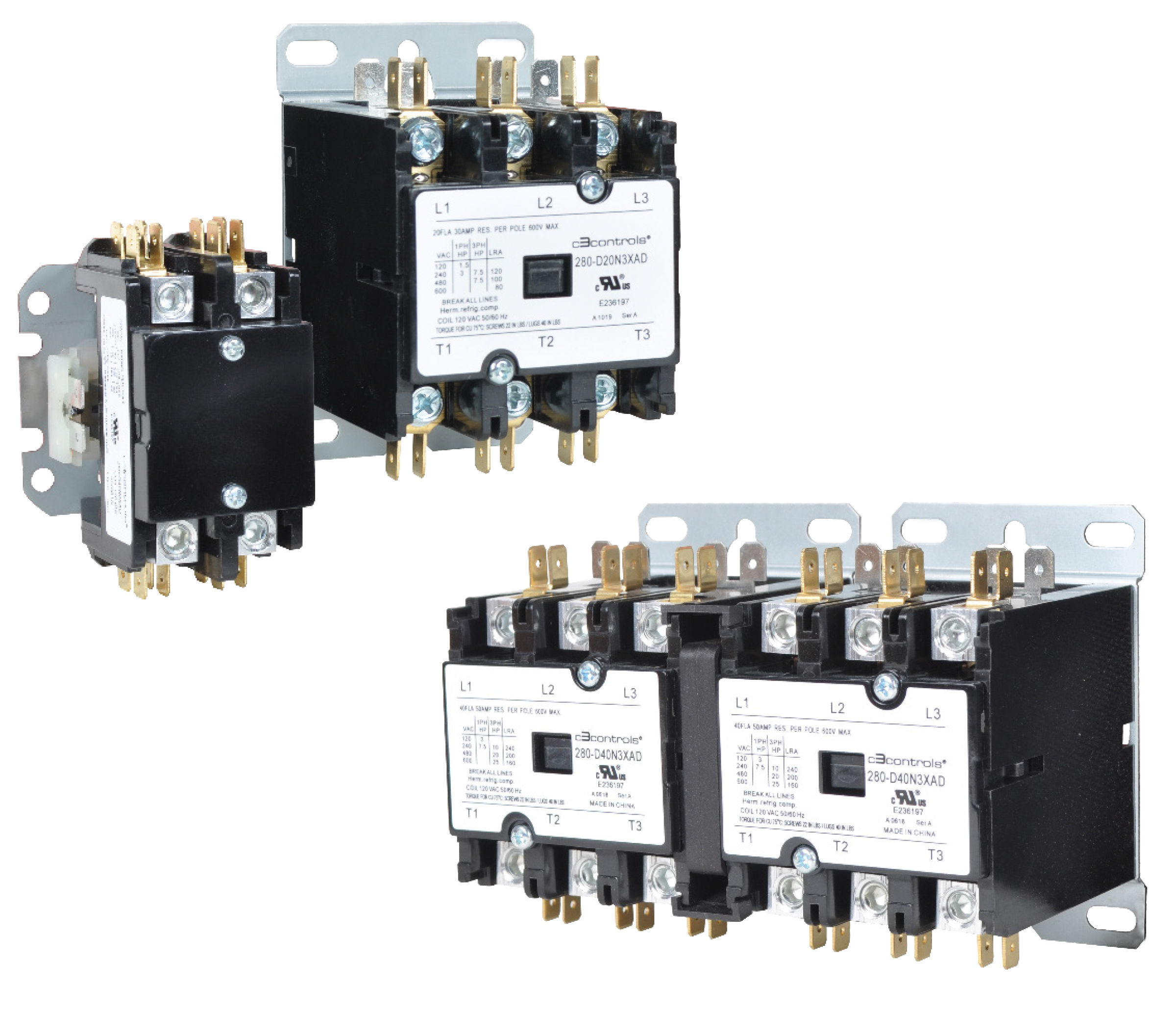 C3Controls Series 280, Non-Reversing, 3P, 20A, 120VAC - 280-D20N3XAD