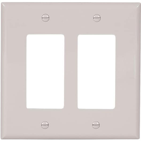 Eaton Wiring Devices Wallplate, 412 in L, 456 in W, 2 Gang, Polycarbonate, White, HighGloss - PJ262W