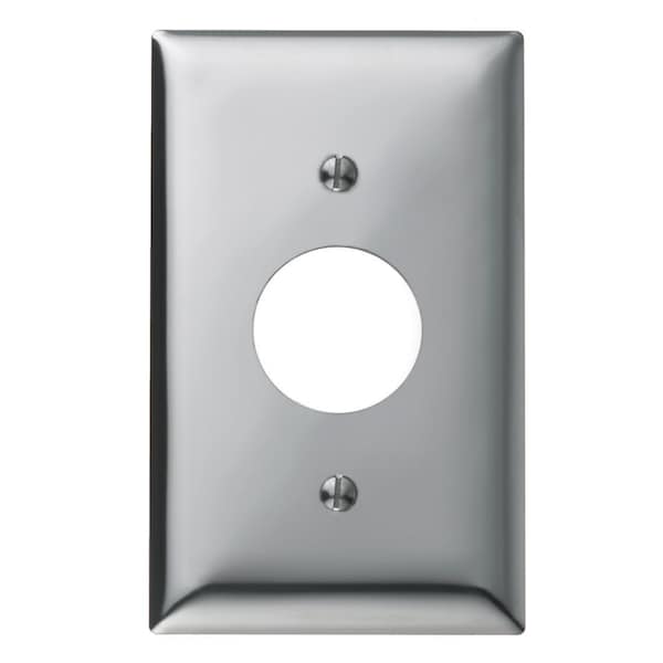 Hubbell Wiring Device-Kellems Wallplates and Boxes, Metallic Plates, 1- Gang, 1) 1.40" Opening, Standard Size, Chrome Plated Steel - SCH7