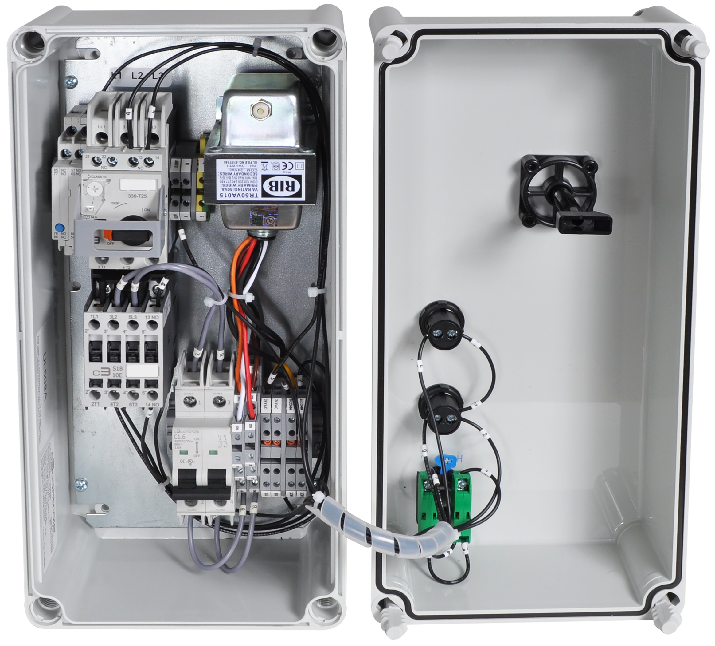 C3Controls Enclosed Combination Starter, 600V, 25HP (3 Phase), 25-32A, Polycarbonate Enclosure, 120VAC - ECP-300-2U32-P4X-CD