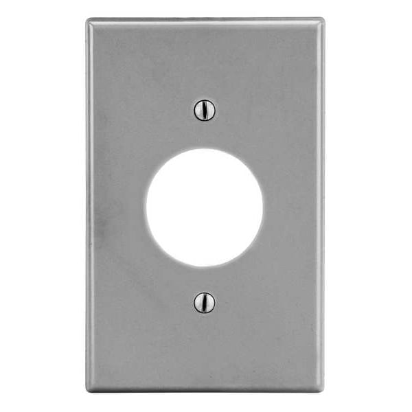 Hubbell Single Receptacle Wall Plate, Number of Gangs: 1 Plastic, Smooth Finish, Gray - P7GY