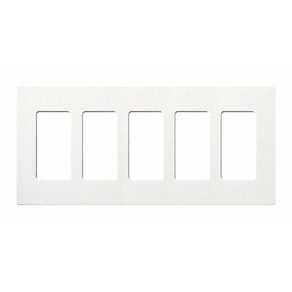 Lutron Designer Wall Plates, Number of Gangs: 5 Thermoset, Gloss Finish, White - CW-5-WH