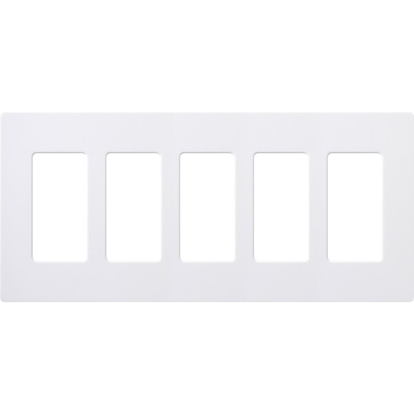 Lutron Designer Wall Plates, Number of Gangs: 5 Thermoset, Gloss Finish, White - CW-5-WH