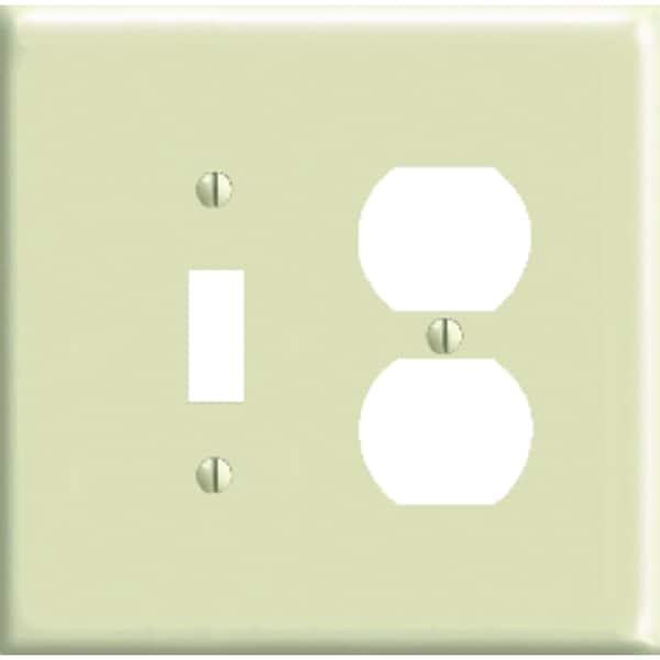 Leviton Leviton Ivory 2 gang Nylon Duplex/Toggle Wall Plate - 0PJ18-00I