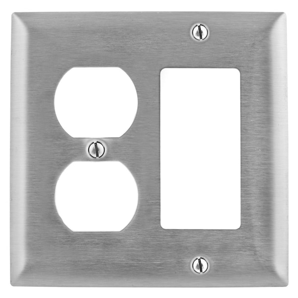 Hubbell Wiring Device-Kellems GFCI Opening Wall Plates, Number of Gangs: 2 Stainless Steel, Brushed Finish - SS826