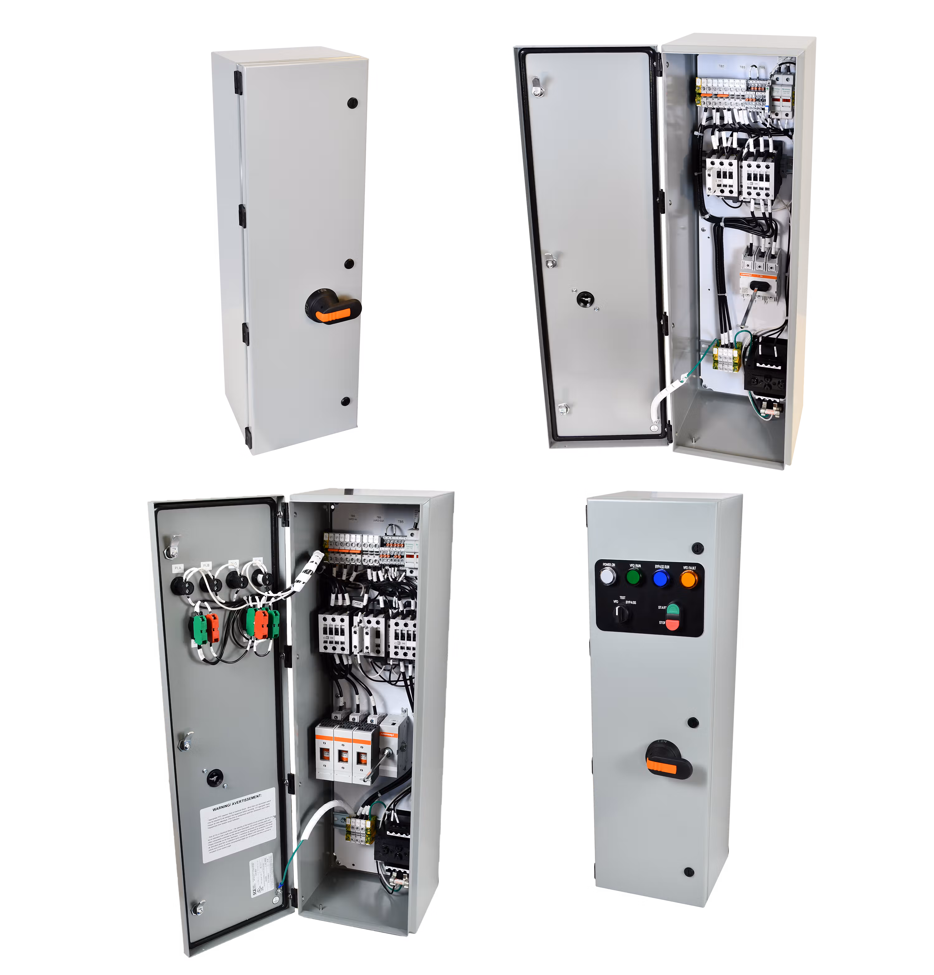 C3Controls Series ECP, Engineered Control Panel, 2 Contactor Bypass, 3 Phase, 460V, UL98 Non-Fused Disconnect Switch, SCCR 20kA, 30 Amp, Type 1 Carbon Steel Enclosure, Without Local Bypass Control - ECP-BP2-460V3P-D030-M1-00