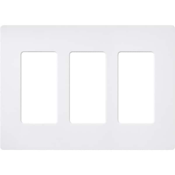 Lutron Designer Wall Plates, Number of Gangs: 3 Satin Finish, Snow - SC-3-SW