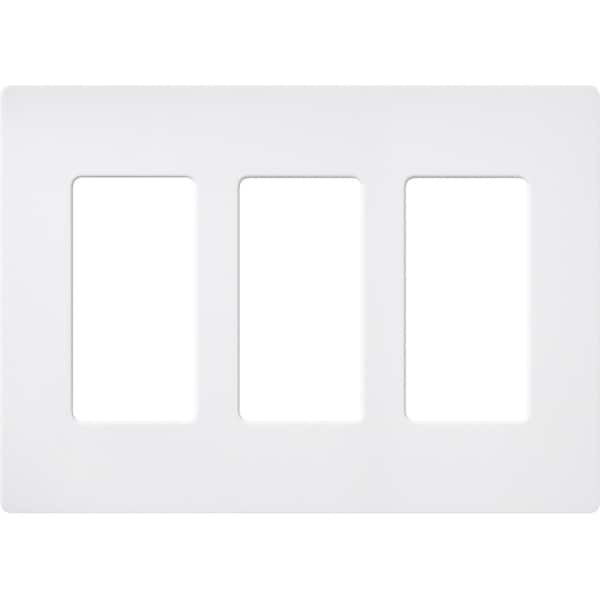 Lutron Designer Wall Plates, Number of Gangs: 3 Satin Finish, Snow - SC-3-SW